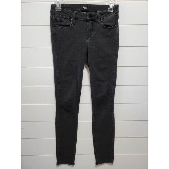 PAIGE Denim - Paige womens size 24 black wash denim mid rise skinny verdugo ankle jeans